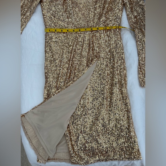 TFNC London Gold Sequins Formal Dress ASOS - Size Medium - Picture 2 of 5